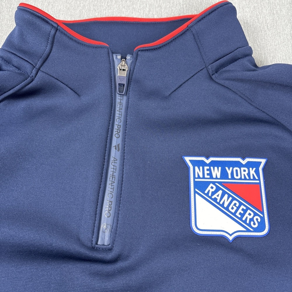New York Rangers‎ Fanatics Authentic Pro Rink Raglan Quarter-Zip Pullover- Large - Picture 4 of 16